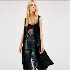 Free People XS split back velvet duster NWT
